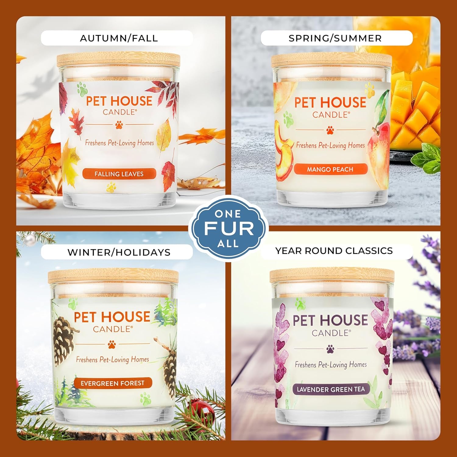 - 100% Natural Soy Wax Candle - Pet Odor Eliminator, up to 60 Hours Burn Time, Non-Toxic, Eco-Friendly Reusable Glass Jar Scented Candles – Pumpkin Spice - Pack of 2